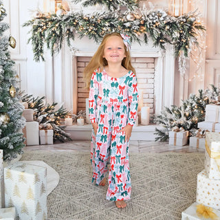 Bamboo Christmas Belle Bows Wide Leg Romper