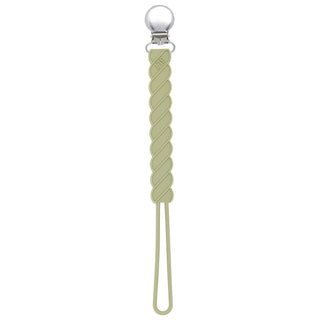 Twist Olive Green All Silicone One Piece Pacifier Clip