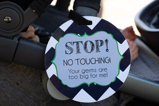 Stop No Touching Boy Car Seat Sign Tag