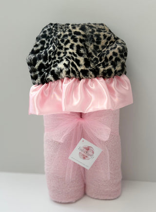 Baby Pink Cheetah | Luxe Hooded Baby Bath Towel