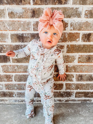 Floral Dreams | Bamboo Ruffle Baby Footie