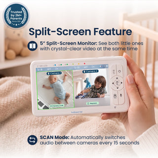 Babysense HD S2: Video Baby Monitor with 2 Cameras, Non Wifi, Split Screen & Night Light Machine