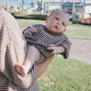 Terry T-Shirt Romper | Cola Stripe
