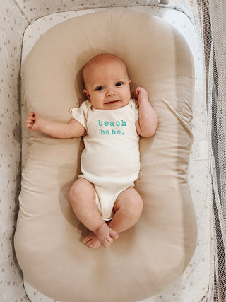 Beach Babe Seafoam Organic Cotton Baby Bodysuit Short Sleeve