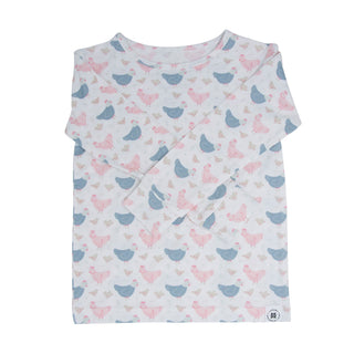 Pink Farm Hens Bamboo Big Kid Pajama