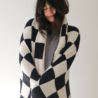 Plush Blanket  | Black & White Checkerboard