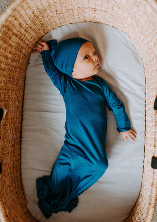 Blue Knotted Newborn Baby Gown