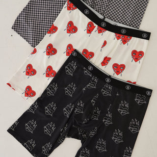 Men's Bamboo Boxers (3 Pack) | Flaming Hearts, Sad Girl & Street Micro Check