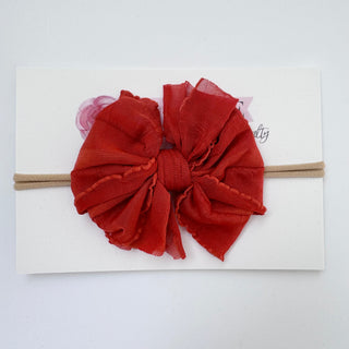 Burnt Orange | Skinny Mini Nylon Ruffled Baby Headband