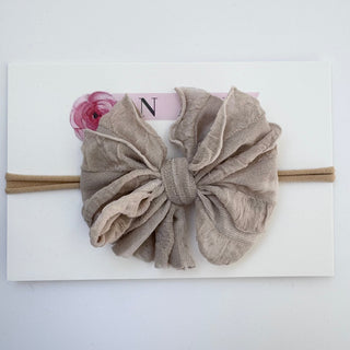 Champagne | Skinny Mini Nylon Ruffled Baby Headband