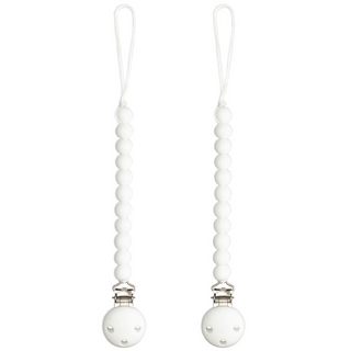 Pacifier Clips in White, 2 Pack