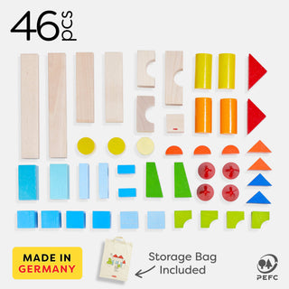 Colored Wooden Building Blocks - 46 Piece Set