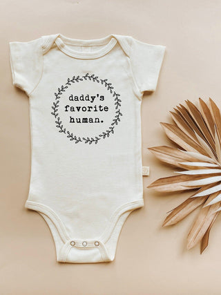 Daddy's Favorite Human Organic Cotton Short Sleeve Baby Bodysuit