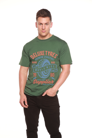 Deluxe Tyres Men's Bamboo Viscose/Organic Cotton Short Sleeve Graphic T-Shirt
