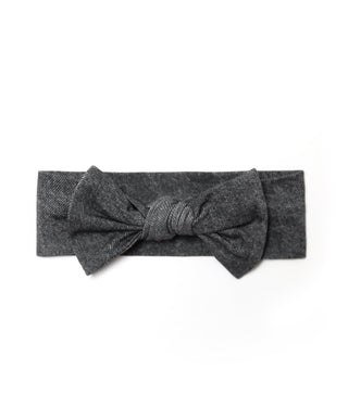 Washed Black Denim Print Headband Bow