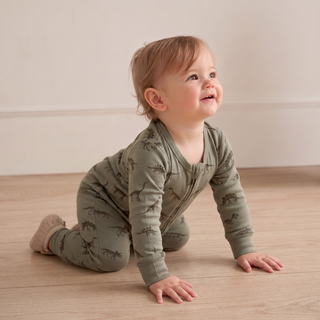 Organic 2-Way Zip Romper - Dinos