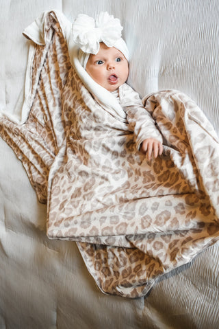 Natural Leopard | Plush Swaddle Blanket (PRE-ORDER)