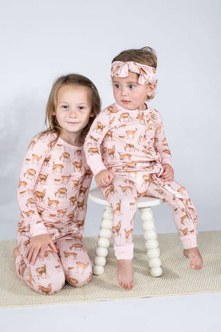Does & Fawns  - LS Convertible Zip PJs