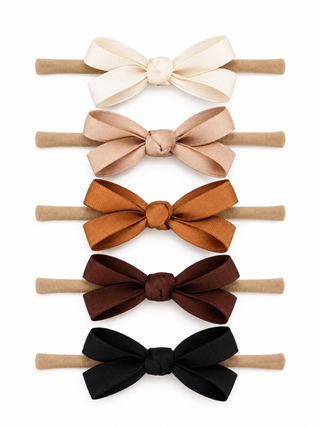 5-Pack Petite Nylon Bows, Toasted Neutrals