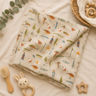 Gone Fishing Muslin Swaddle
