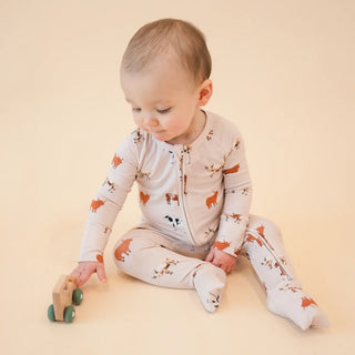 Bamboo 2-way Convertible Zip Romper | Oatmeal Cow