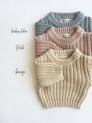 Baby Chunky Knit Braided Sweater | Pastels