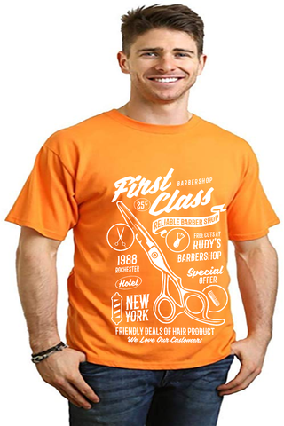 First Class Barber Men's Bamboo Viscose/Organic Cotton Short Sleeve Graphic T-Shirt