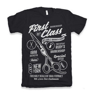 First Class Barber Men's Bamboo Viscose/Organic Cotton Short Sleeve Graphic T-Shirt