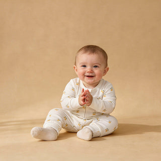 Organic 2-Way Zip Romper - Lemons