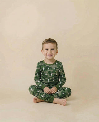 Bamboo Two Piece Set | Green Camo Bolts