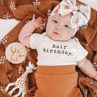 Half Birthday Organic Cotton Short Sleeve Baby Bodysuit