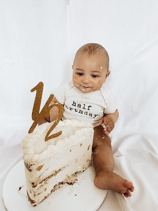 Half Birthday Organic Cotton Short Sleeve Baby Bodysuit