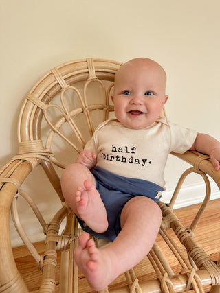 Half Birthday Organic Cotton Short Sleeve Baby Bodysuit