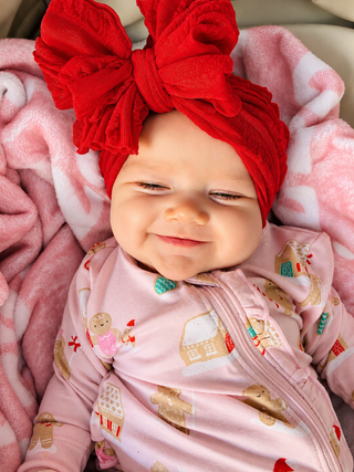 Bright Red | Signature Ruffled Baby Headband