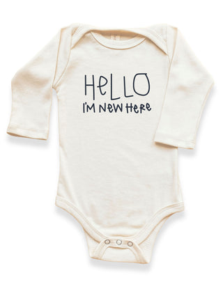 Hello I'm New Here Organic Bodysuit Long Sleeve