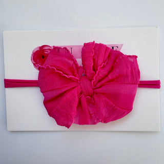 Hot Pink | Skinny Mini Nylon Ruffled Baby Headband