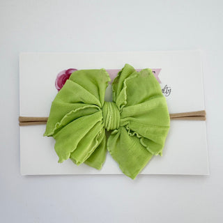Lime | Skinny Mini Nylon Ruffled Baby Headband