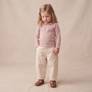 Organic Twill Barrel Pants - Oat
