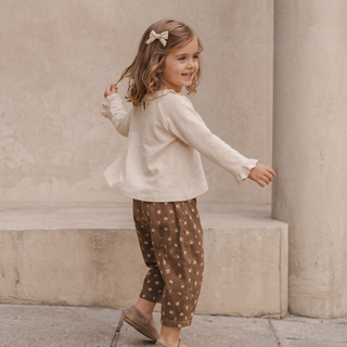 Organic Ruffle Neck Top - Oat