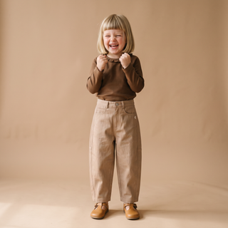 Organic Twill Barrel Pants - Taupe