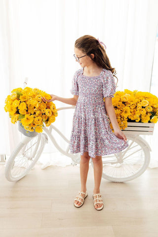 Lovely Lavender Smocked Ruffle Dress