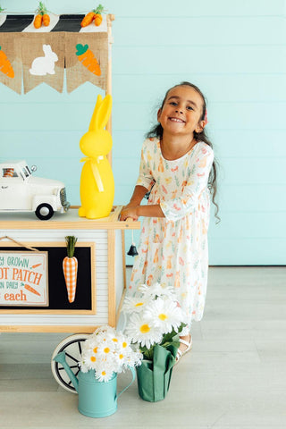 Sunny Bunnies 3/4 Sleeve Pocket Twirl Dress