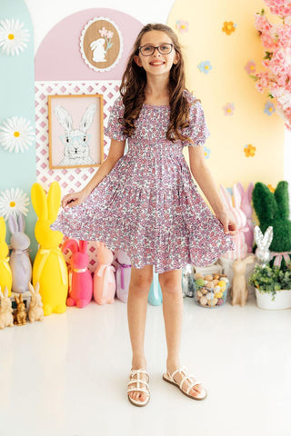 Lovely Lavender Smocked Ruffle Dress