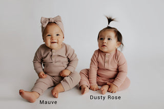 Mauve Baby Ribbed Playsuit with pockets