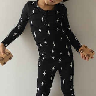 Bamboo Two Piece Pajamas | Midnight Lightning Bolt