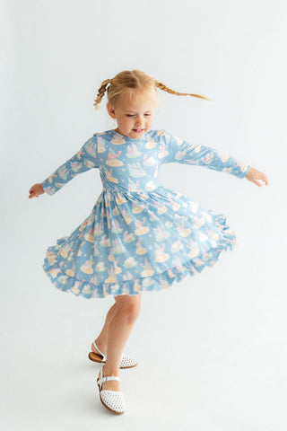 Nativity L/S Ruffle Hem Twirl Dress