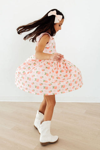 Georgia Peach Flutter Sleeve Twirl Dress
