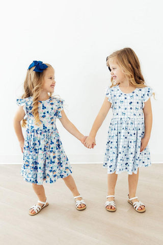 Berry Cute Flutter Sleeve Twirl Dress
