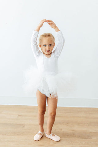 White Velvet L/S Tutu Leotard