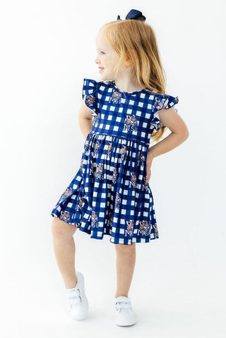 Montana State University Plaid Bobcat Flutter Twirl Dress